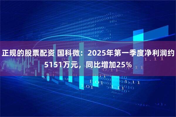 正规的股票配资 国科微：2025年第一季度净利润约5151万元，同比增加25%